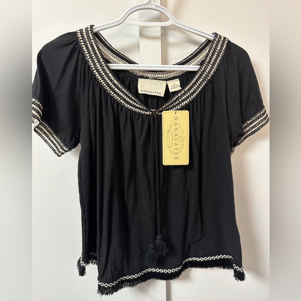 Nanavatee black short sleeved shirt S NWT never worn